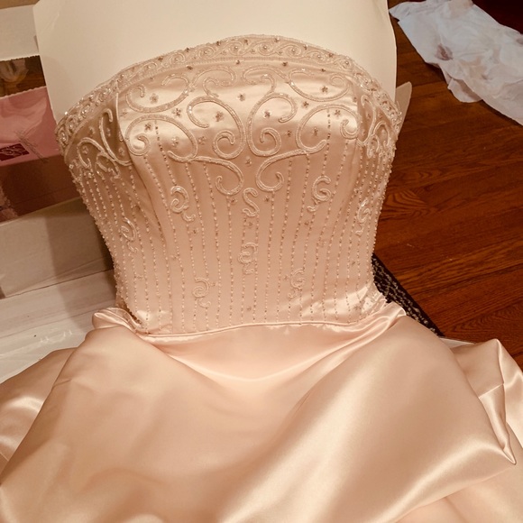 Beautifully hand beaded wedding gown.